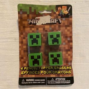 -Minecraft 4 Pencil Topper Erasers